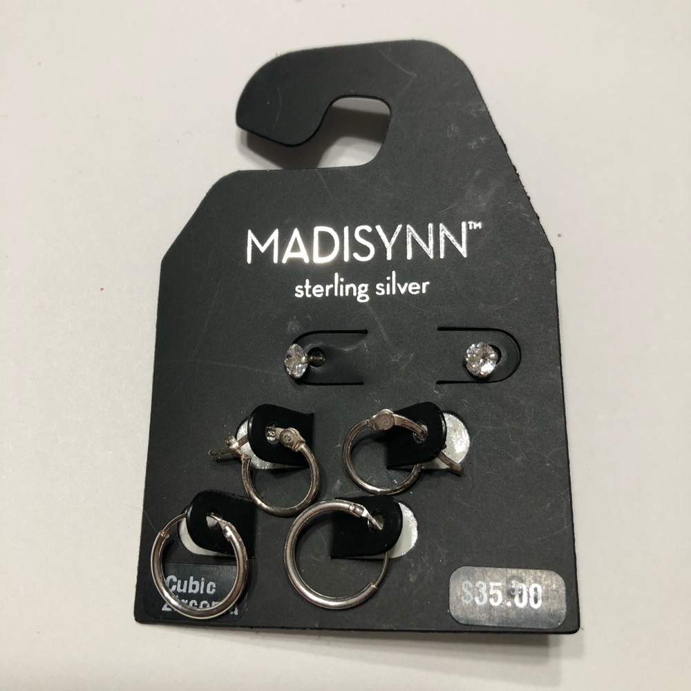 Madisynn sterling silver marsala  set of 3 pairs earrings jewelry.